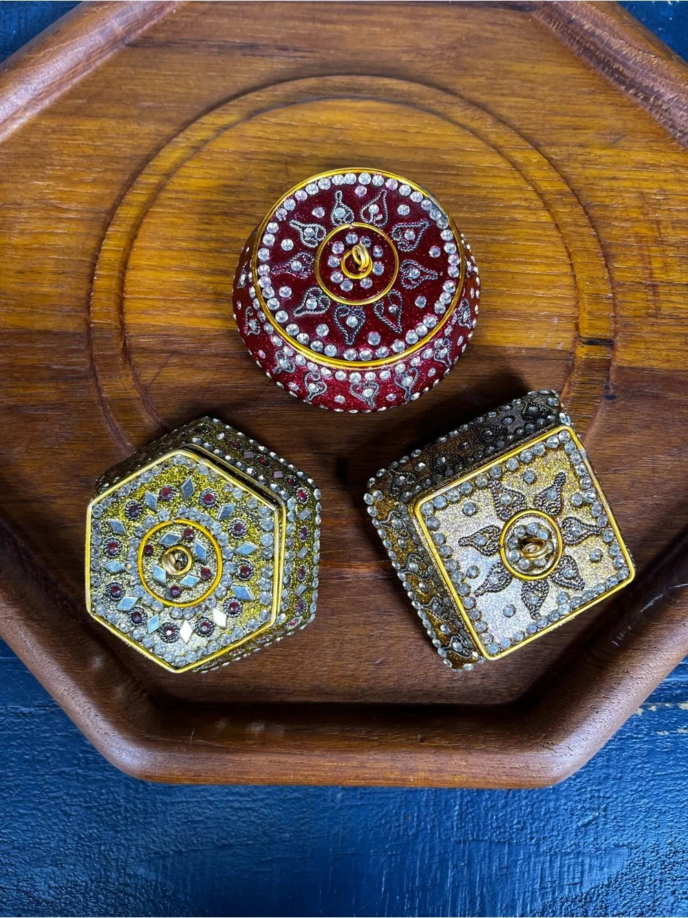 Vintage Ornate Trinket Boxes Set or Lot of 3
